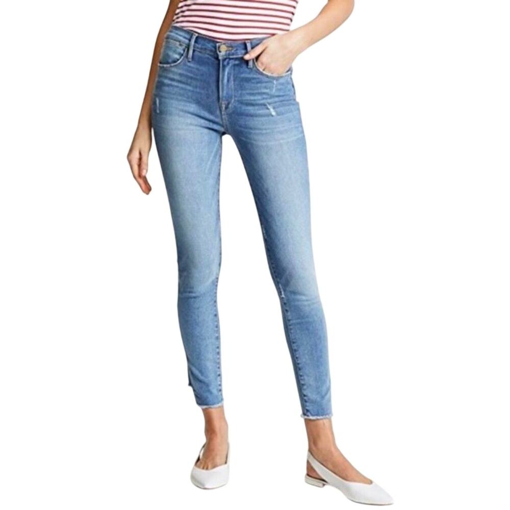 NWT FRAME Le High Skinny Jeans Brummel‎ Wash High Rise Raw Step Hem Size 31